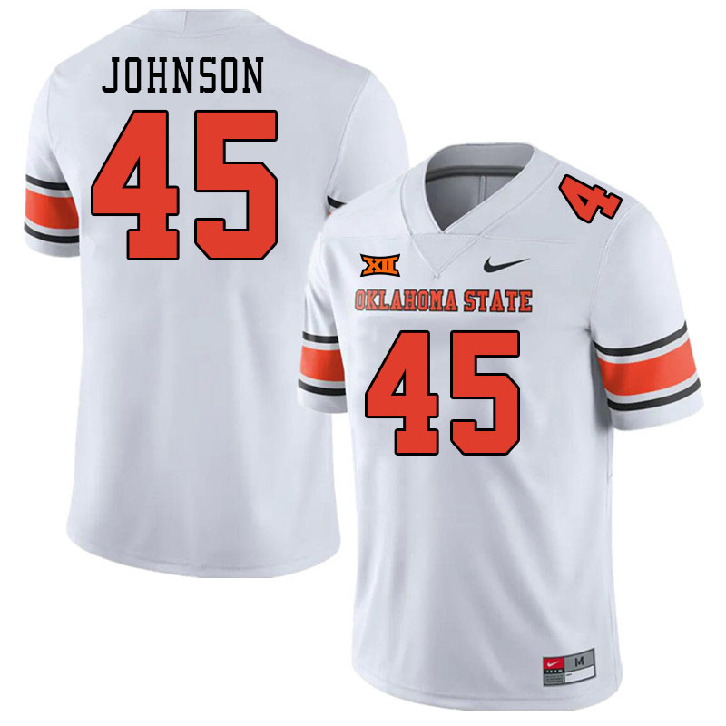 Men #45 Josiah Johnson Oklahoma State Cowboys College Football Jerseys Stitched-White